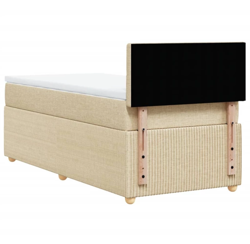 vidaXL Κρεβάτι Boxspring με Στρώμα Κρεμ 90x190 εκ.Υφασμάτινο