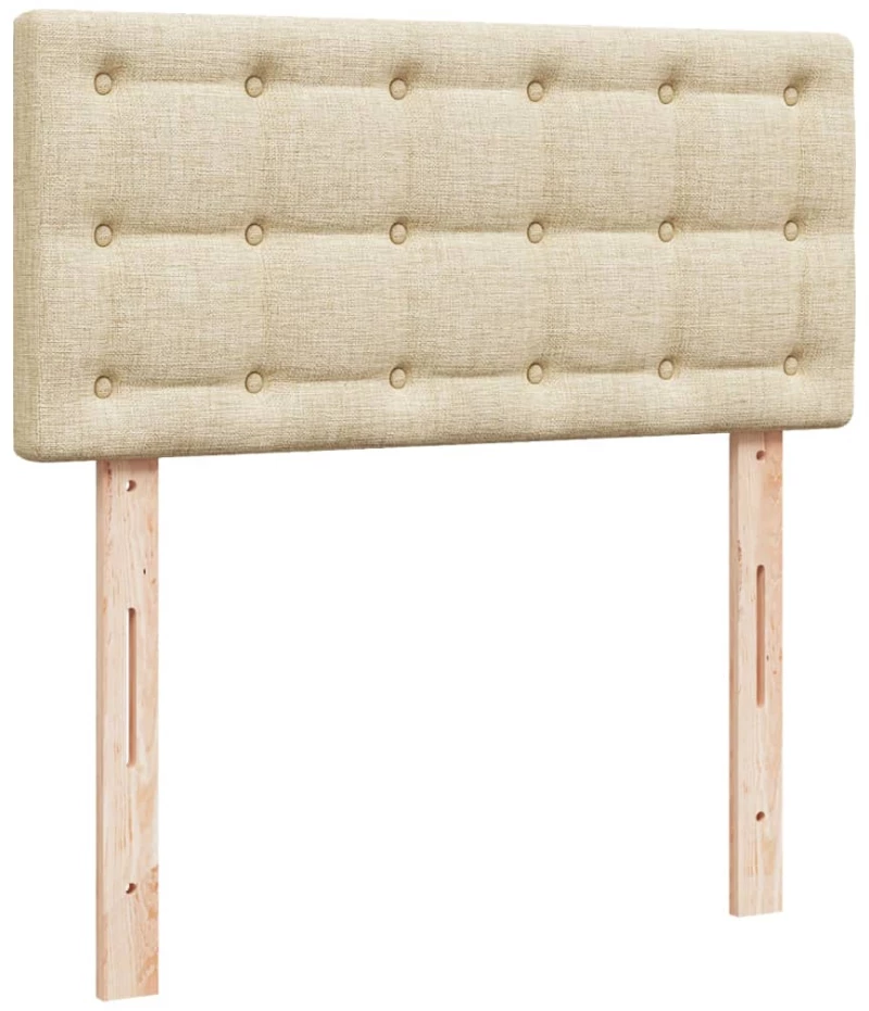 vidaXL Κρεβάτι Boxspring με Στρώμα Κρεμ 90x190 εκ.Υφασμάτινο