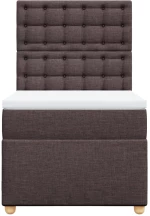 vidaXL Κρεβάτι Boxspring με Στρώμα Σκούρο Καφέ 90x190 εκ. Υφασμάτινο