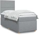 vidaXL Κρεβάτι Boxspring με Στρώμα Ανοιχτό Γκρι 100x200 εκ. Υφασμάτινο
