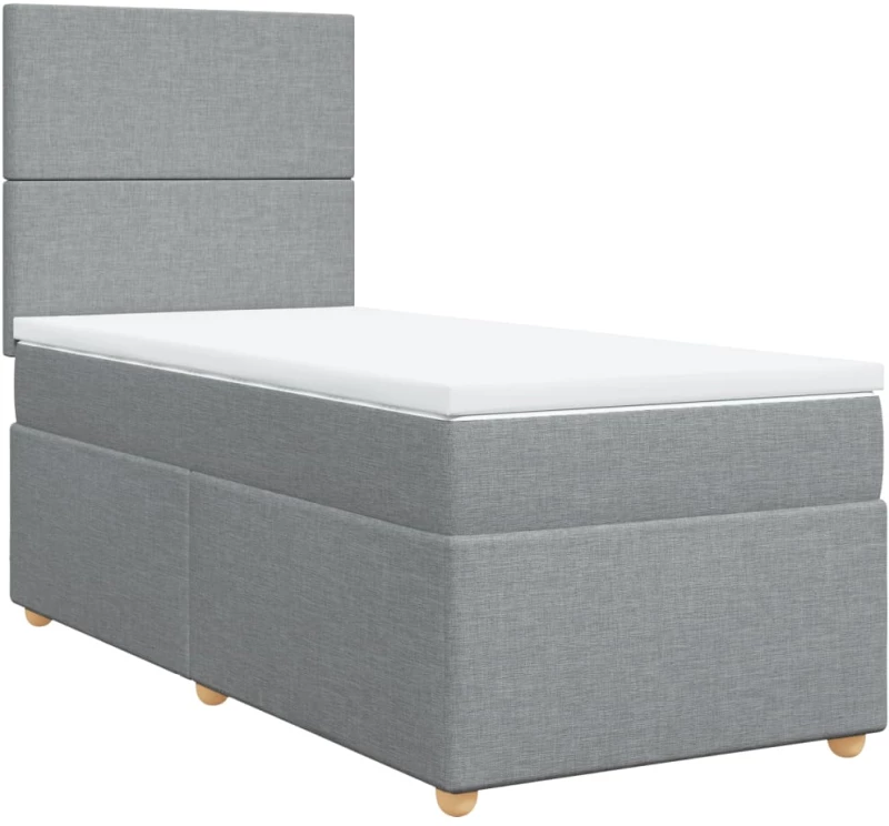 vidaXL Κρεβάτι Boxspring με Στρώμα Ανοιχτό Γκρι 100x200 εκ. Υφασμάτινο