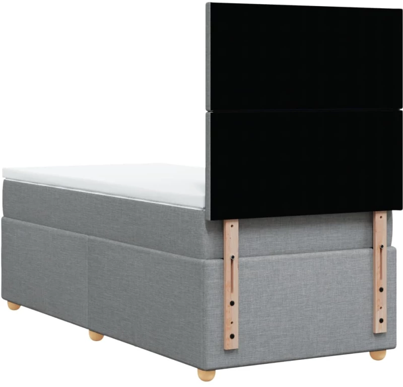 vidaXL Κρεβάτι Boxspring με Στρώμα Ανοιχτό Γκρι 100x200 εκ. Υφασμάτινο