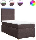 vidaXL Κρεβάτι Boxspring με Στρώμα Σκούρο Καφέ 90x190 εκ. Υφασμάτινο