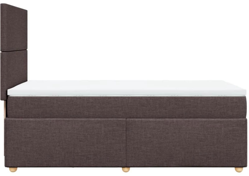 vidaXL Κρεβάτι Boxspring με Στρώμα Σκούρο Καφέ 90x190 εκ. Υφασμάτινο