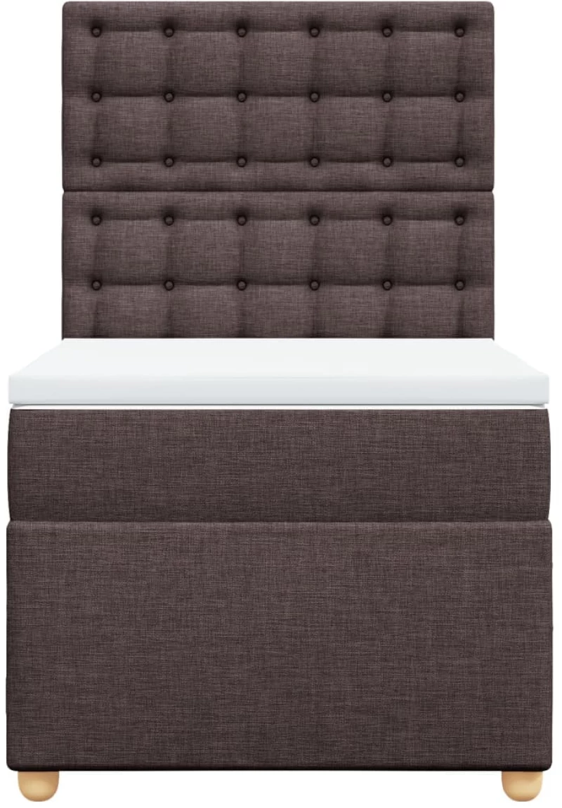 vidaXL Κρεβάτι Boxspring με Στρώμα Σκούρο Καφέ 90x190 εκ. Υφασμάτινο