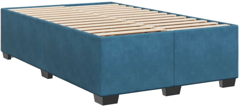 vidaXL Κρεβάτι Boxspring με Στρώμα Σκούρο Μπλε 120x200 εκ. Βελούδινο