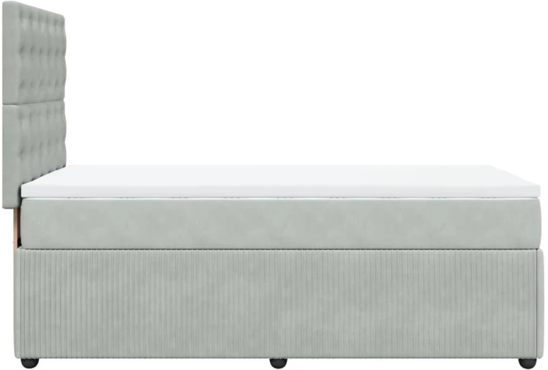 vidaXL Κρεβάτι Boxspring με Στρώμα Ανοιχτό Γκρι 90x190 εκ. Βελούδινο