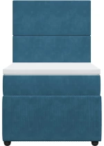 vidaXL Κρεβάτι Boxspring με Στρώμα Σκούρο Μπλε 100x200 εκ. Βελούδινο