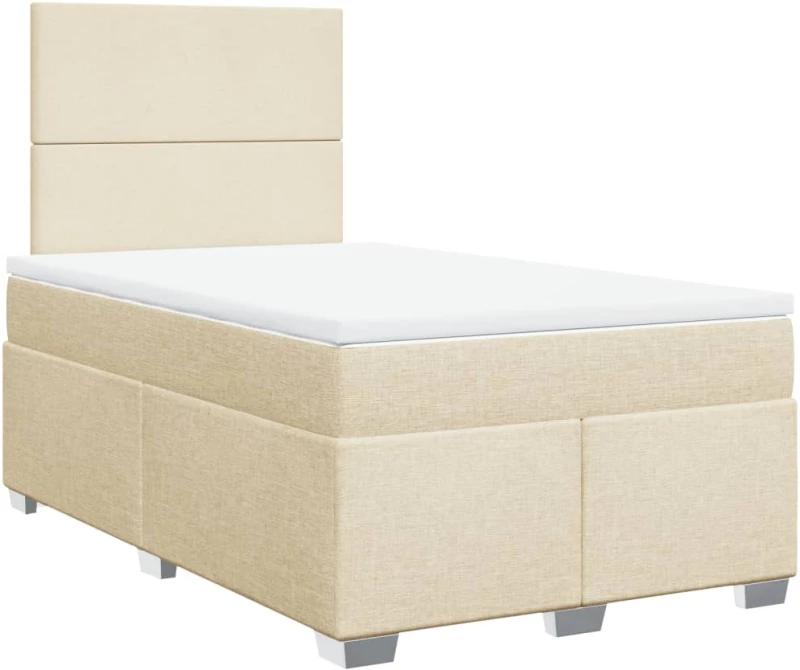 vidaXL Κρεβάτι Boxspring με Στρώμα Κρεμ 120x200 εκ. Υφασμάτινο
