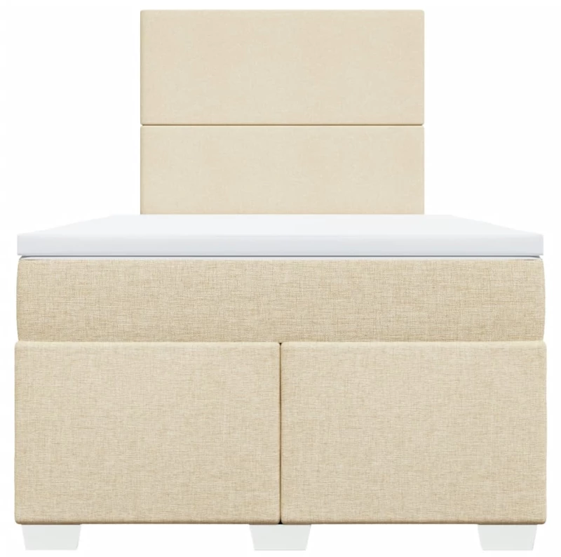 vidaXL Κρεβάτι Boxspring με Στρώμα Κρεμ 120x200 εκ. Υφασμάτινο