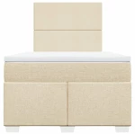 vidaXL Κρεβάτι Boxspring με Στρώμα Κρεμ 120x200 εκ. Υφασμάτινο