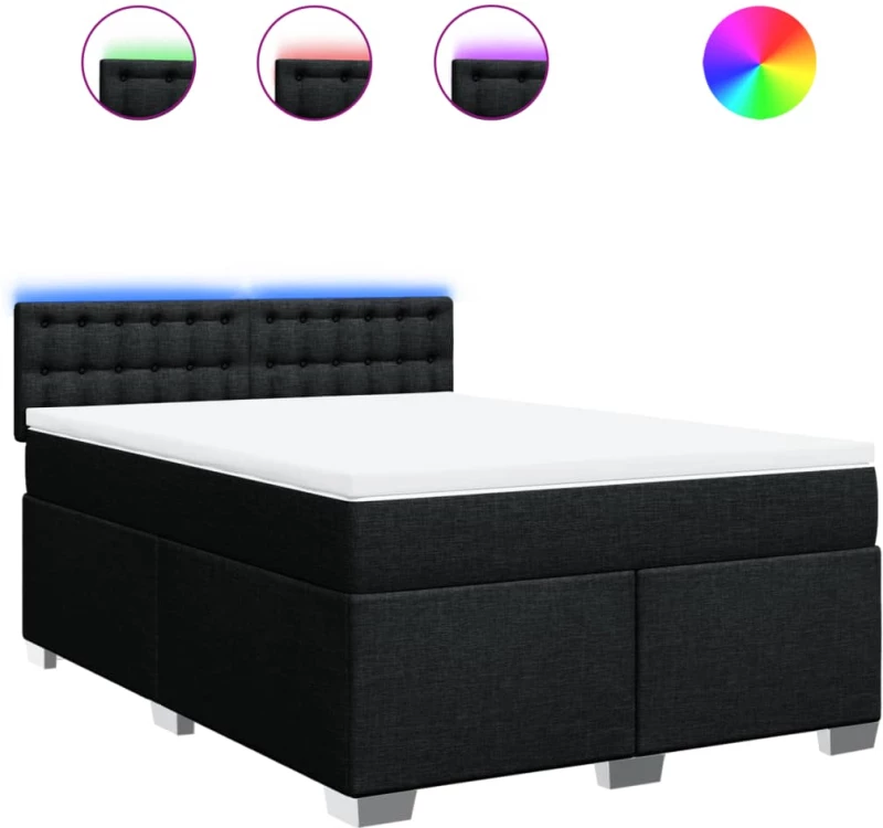 vidaXL Κρεβάτι Boxspring με Στρώμα Μαύρο 160x200 εκ. Υφασμάτινο