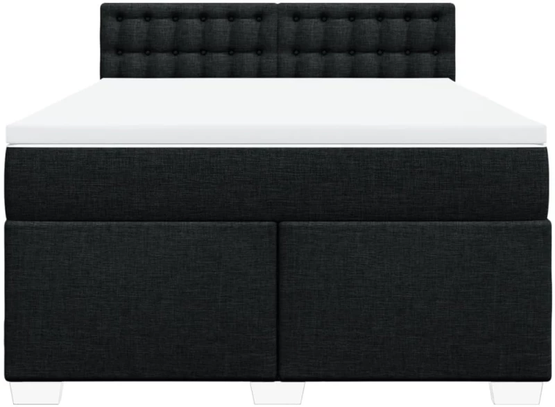 vidaXL Κρεβάτι Boxspring με Στρώμα Μαύρο 160x200 εκ. Υφασμάτινο