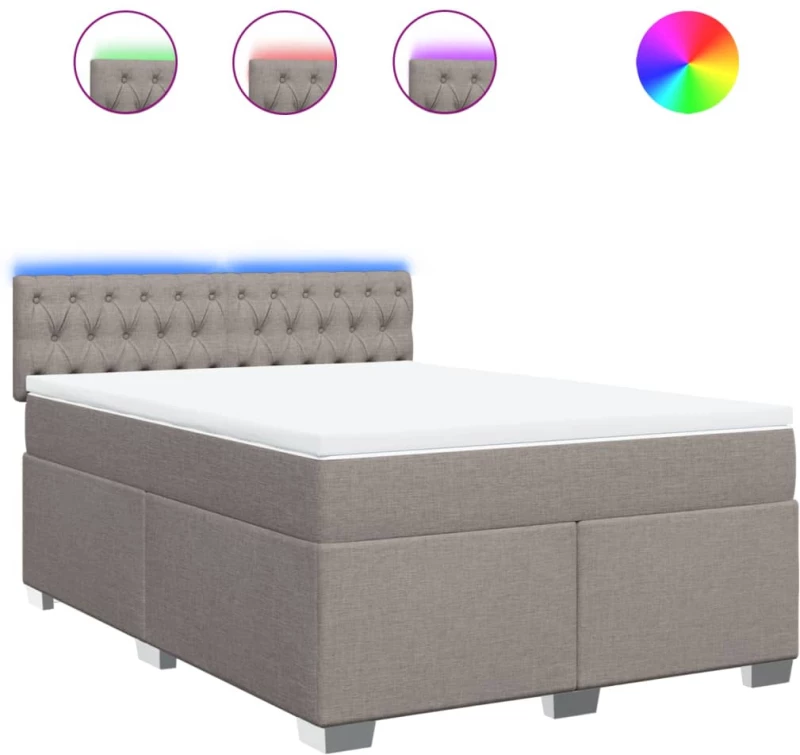 vidaXL Κρεβάτι Boxspring με Στρώμα Taupe 140x200 εκ. Υφασμάτινο