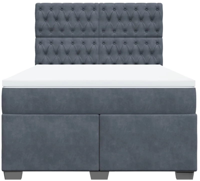 vidaXL Κρεβάτι Boxspring με Στρώμα Σκούρο Γκρι 140x200 εκ. Βελούδινο
