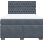 vidaXL Κρεβάτι Boxspring με Στρώμα Σκούρο Γκρι 140x200 εκ. Βελούδινο