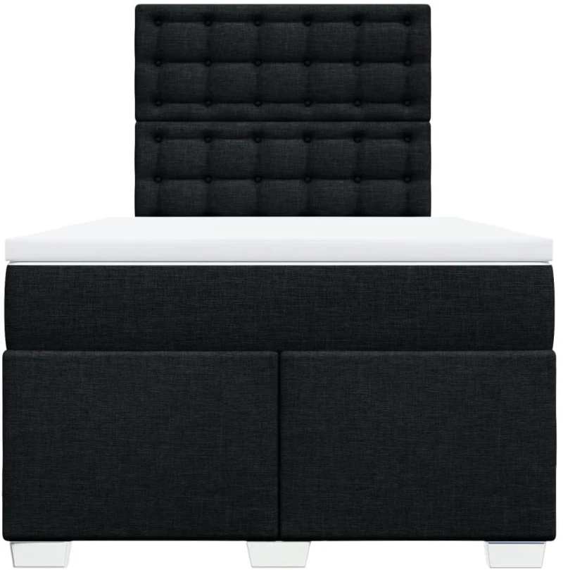 vidaXL Κρεβάτι Boxspring με Στρώμα Μαύρο 120x200 εκ. Υφασμάτινο