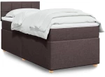 vidaXL Κρεβάτι Boxspring με Στρώμα Σκούρο Καφέ 90x190 εκ. Υφασμάτινο