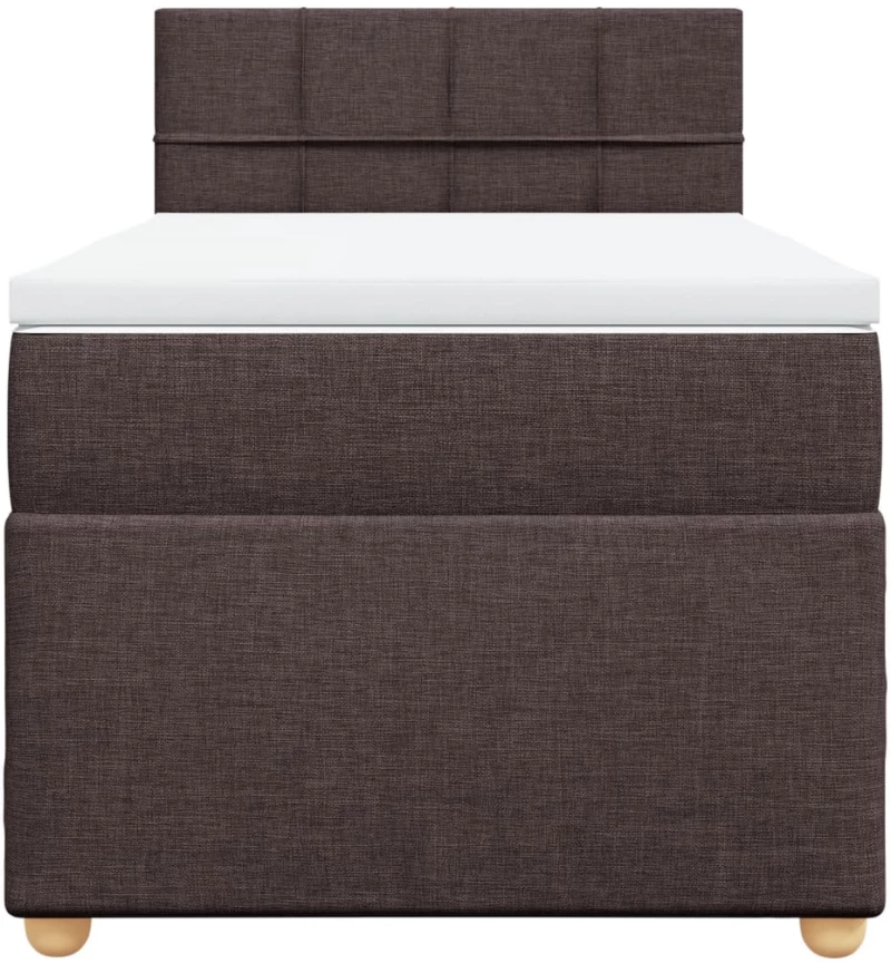 vidaXL Κρεβάτι Boxspring με Στρώμα Σκούρο Καφέ 90x190 εκ. Υφασμάτινο