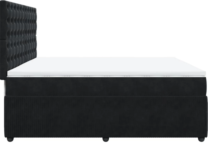 vidaXL Κρεβάτι Boxspring με Στρώμα Μαύρο 200x200 εκ. Βελούδινο