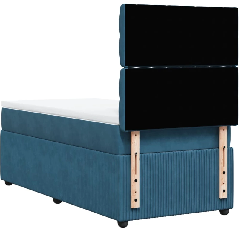 vidaXL Κρεβάτι Boxspring με Στρώμα Σκούρο Μπλε 90x190 εκ. Βελούδινο