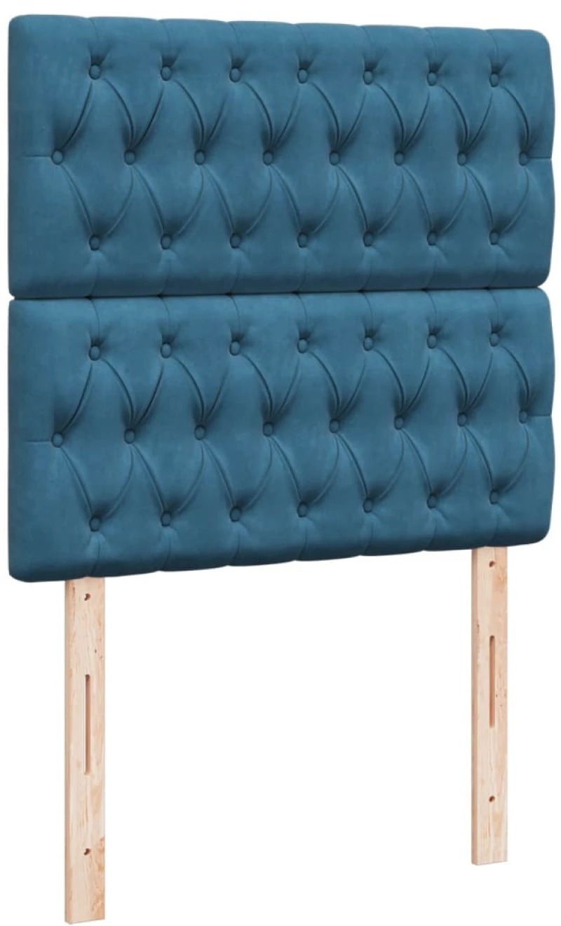 vidaXL Κρεβάτι Boxspring με Στρώμα Σκούρο Μπλε 90x190 εκ. Βελούδινο