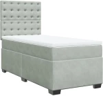 vidaXL Κρεβάτι Boxspring με Στρώμα Ανοιχτό Γκρι 90x200 εκ. Βελούδινο