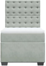 vidaXL Κρεβάτι Boxspring με Στρώμα Ανοιχτό Γκρι 90x200 εκ. Βελούδινο