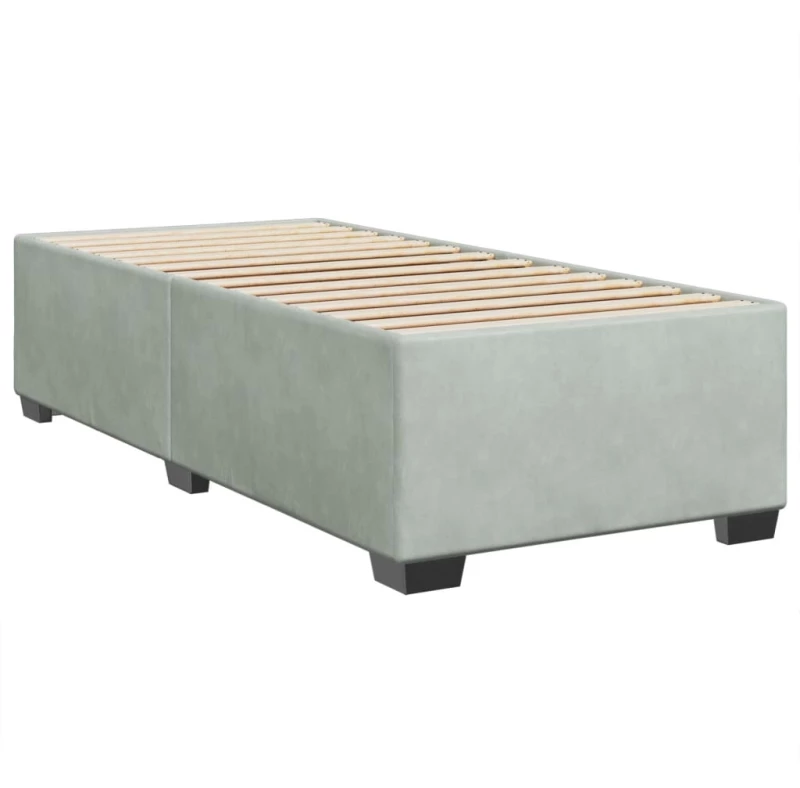 vidaXL Κρεβάτι Boxspring με Στρώμα Ανοιχτό Γκρι 90x200 εκ. Βελούδινο