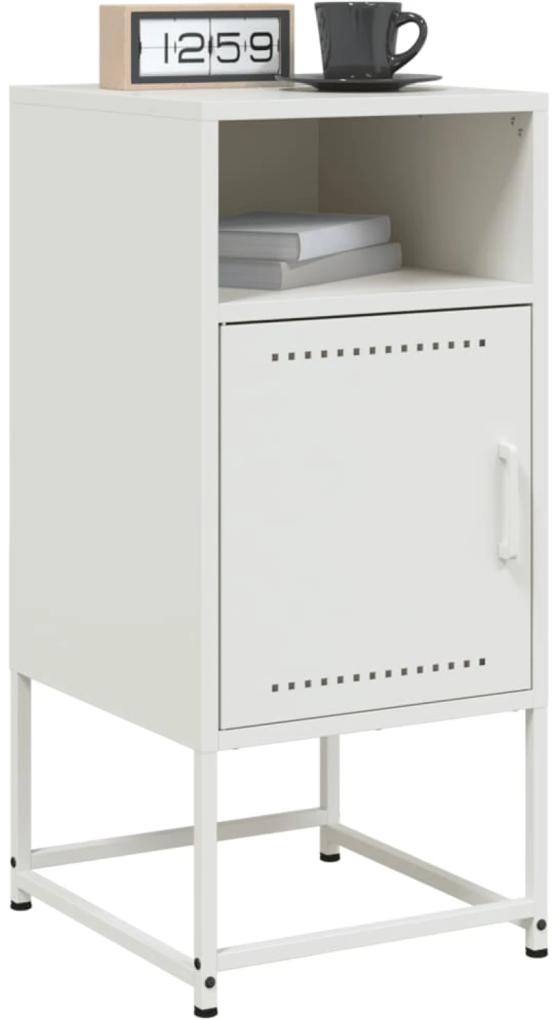 vidaXL Κομοδίνα 2 τεμ. Λευκό 36x39x78 εκ. από Χάλυβα