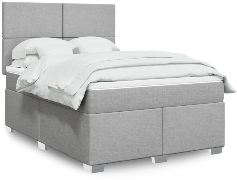 vidaXL Κρεβάτι Boxspring με Στρώμα Ανοιχτό Γκρι 140x200 εκ. Υφασμάτινο
