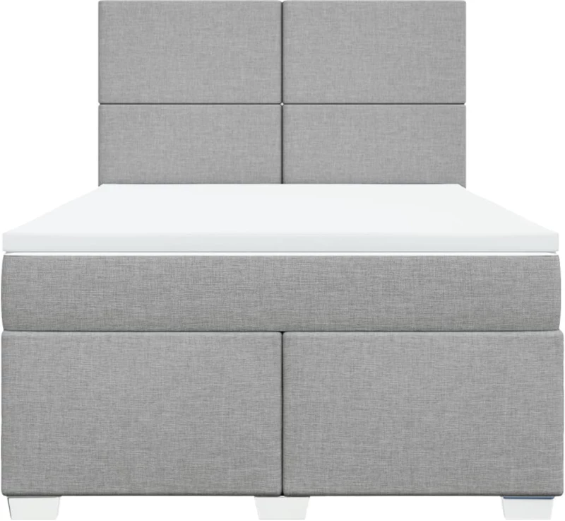 vidaXL Κρεβάτι Boxspring με Στρώμα Ανοιχτό Γκρι 140x200 εκ. Υφασμάτινο