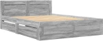 vidaXL Πλαίσιο Κρεβατιού με Κεφαλάρι Γκρι Sonoma 140x200εκ. Επεξ. Ξύλο