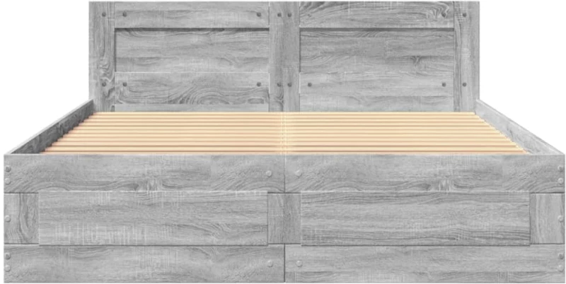 vidaXL Πλαίσιο Κρεβατιού με Κεφαλάρι Γκρι Sonoma 140x200εκ. Επεξ. Ξύλο