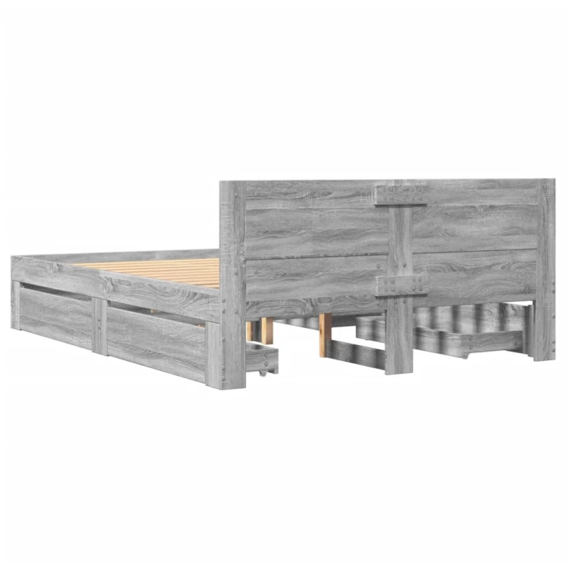 vidaXL Πλαίσιο Κρεβατιού με Κεφαλάρι Γκρι Sonoma 140x200εκ. Επεξ. Ξύλο