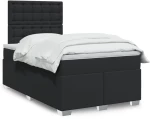 vidaXL Κρεβάτι Boxspring με Στρώμα Μαύρο 120x190εκ.από Συνθετικό Δέρμα