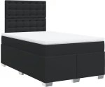 vidaXL Κρεβάτι Boxspring με Στρώμα Μαύρο 120x190εκ.από Συνθετικό Δέρμα