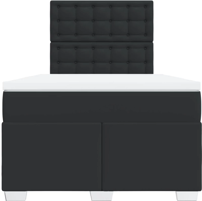 vidaXL Κρεβάτι Boxspring με Στρώμα Μαύρο 120x190εκ.από Συνθετικό Δέρμα