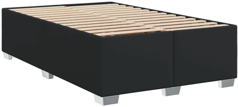 vidaXL Κρεβάτι Boxspring με Στρώμα Μαύρο 120x190εκ.από Συνθετικό Δέρμα