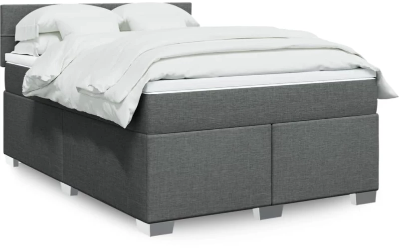 vidaXL Κρεβάτι Boxspring με Στρώμα Σκούρο Γκρι 140x200 εκ Υφασμάτινο