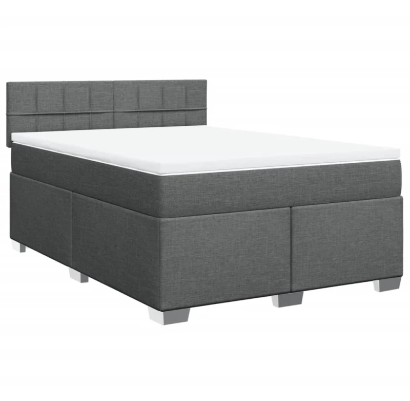 vidaXL Κρεβάτι Boxspring με Στρώμα Σκούρο Γκρι 140x200 εκ Υφασμάτινο