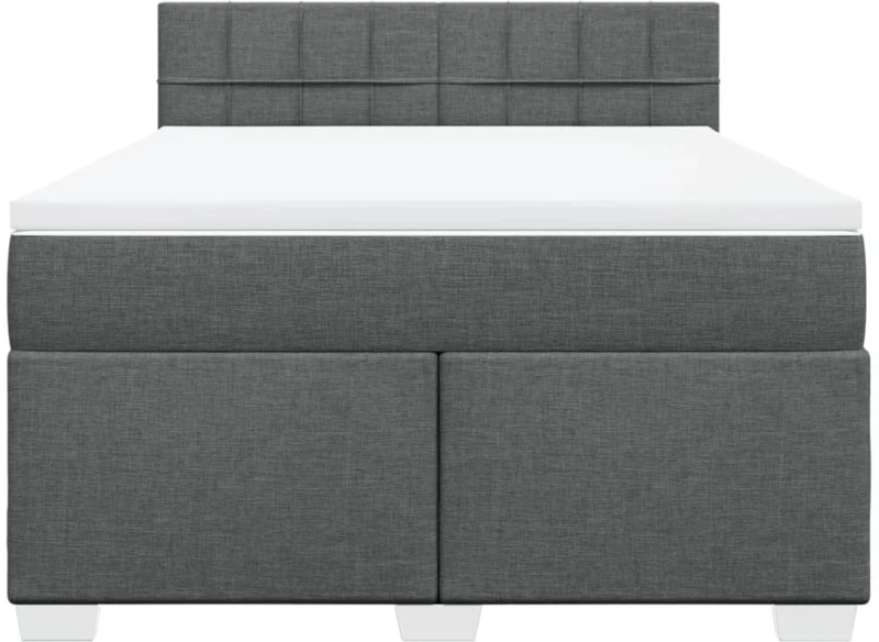 vidaXL Κρεβάτι Boxspring με Στρώμα Σκούρο Γκρι 140x200 εκ Υφασμάτινο