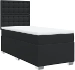 vidaXL Κρεβάτι Boxspring με Στρώμα Μαύρο 90x200εκ. από Συνθετικό Δέρμα