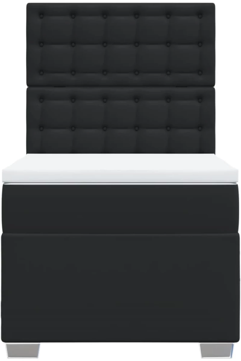 vidaXL Κρεβάτι Boxspring με Στρώμα Μαύρο 90x200εκ. από Συνθετικό Δέρμα