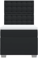 vidaXL Κρεβάτι Boxspring με Στρώμα Μαύρο 90x200εκ. από Συνθετικό Δέρμα