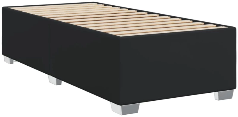 vidaXL Κρεβάτι Boxspring με Στρώμα Μαύρο 90x200εκ. από Συνθετικό Δέρμα