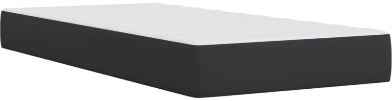 vidaXL Κρεβάτι Boxspring με Στρώμα Μαύρο 90x200εκ. από Συνθετικό Δέρμα