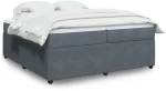 vidaXL Κρεβάτι Boxspring με Στρώμα Σκούρο Γκρι 200x200 εκ. Βελούδινο