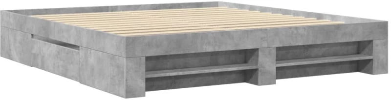 vidaXL Πλαίσιο Κρεβατιού Γκρι Σκυροδέματος 200x200 εκ. Επεξεργ. Ξύλο