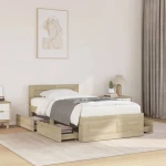 vidaXL Πλαίσιο Κρεβατιού με Κεφαλάρι Sonoma Δρυς 90x190 εκ. Επεξ. Ξύλο